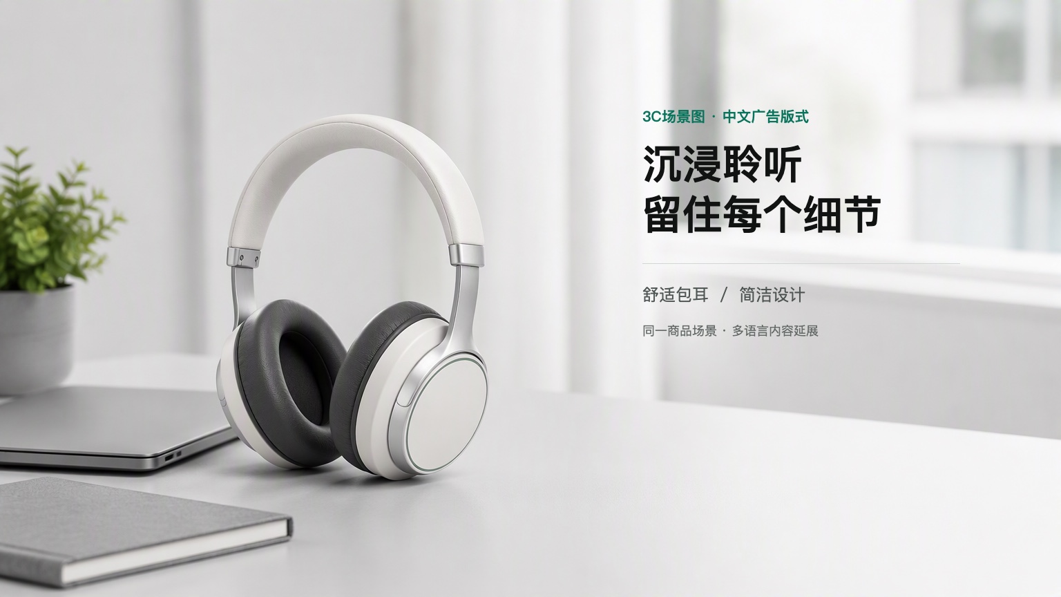 耳机场景广告图的中文排版效果